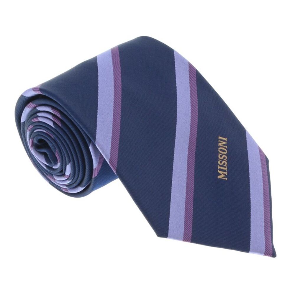 Missoni U5035 Navy/Purple Repp 100% Silk Tie